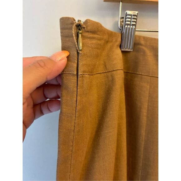R.Q.T. Y2K Linen Blend Midi Skirt Sz 16 Camel Neutral Preppy Breathable - Picture 4 of 8